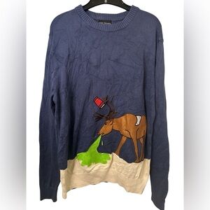 Alex Stevens Mens Reindeer Hangover Ugly Christmas Sweater